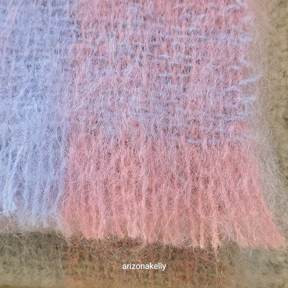 NWOT Mohair Scarf Pastel Plaid Pink Lavender St. Albans Australia - Picture 6 of 15